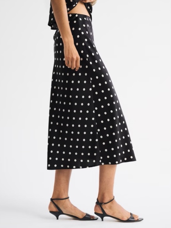 Abercrombie & Fitch Dresses & Skirts - Abercrombie & Fitch Polka Dot High Rise Satin Midi Skirt